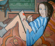 Рисующая девочка  портерт  холст/масло  1999г  39×47см размер файла -  92 KB