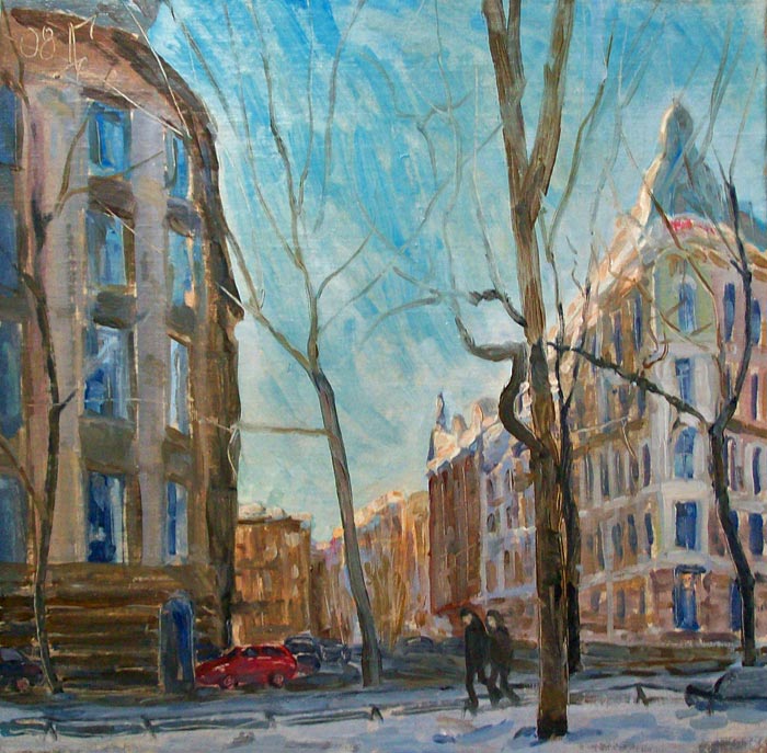 Рисунок художника Димы Гуры «Зимний Питер №2» холст на картоне/масло 2008г